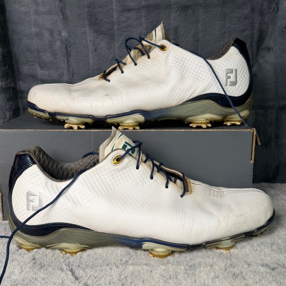 FootJoy DNA DryJoys Advancement Mens 12M White Navy Leather Golf Shoes 53437